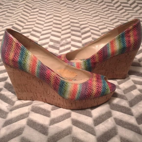 Nine West Shoes - Nine West Rainbow Peep Toe Wedges